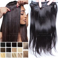 CLEARANCE Clip In 100 Real Remy Human Hair Extensions Full Head 8 PIECES Long L