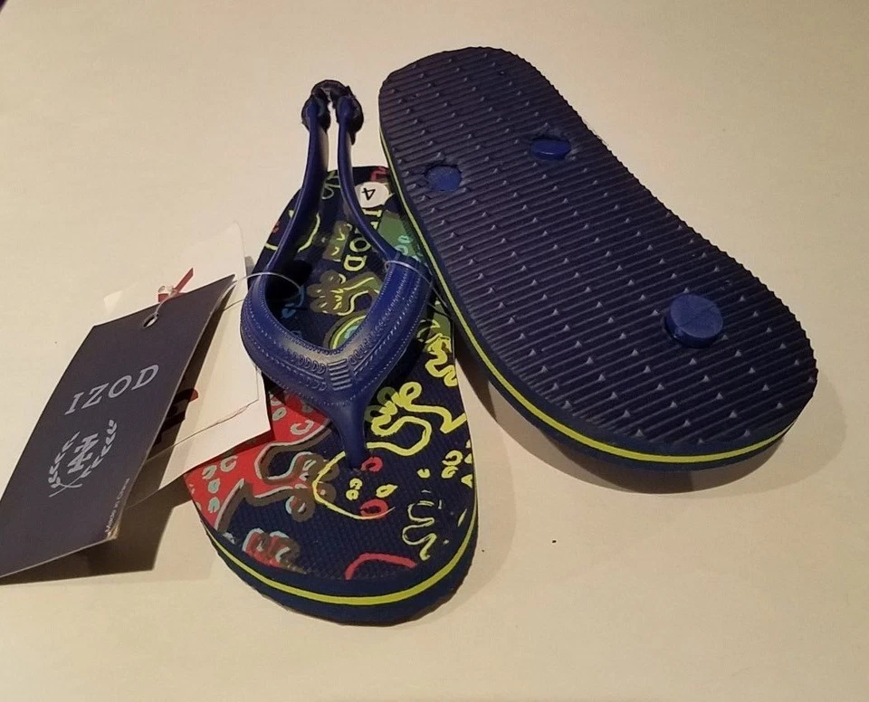 Chanclas marca Izod para bebés niños correas de goma azules o marrones talla 1 4 Foto 3 de 4