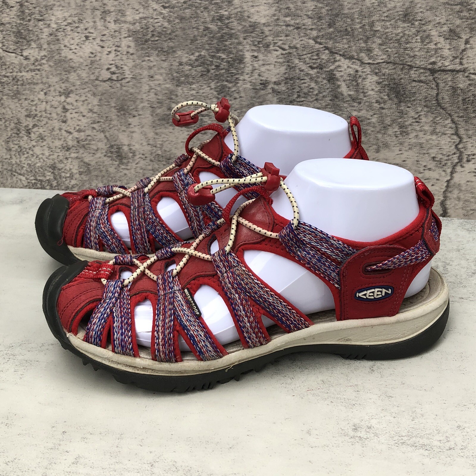 KEEN SANDALI SPORTIVI APPASSIONATI LIGHTWIEGHT NUOVI SUSSURRI ROSSO BIANCO BLU 7 5