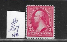 US #267  1895 WASHINGTON 2 CENTS (CARMINE ) TYPE III- WMK 191 -MINT  NH