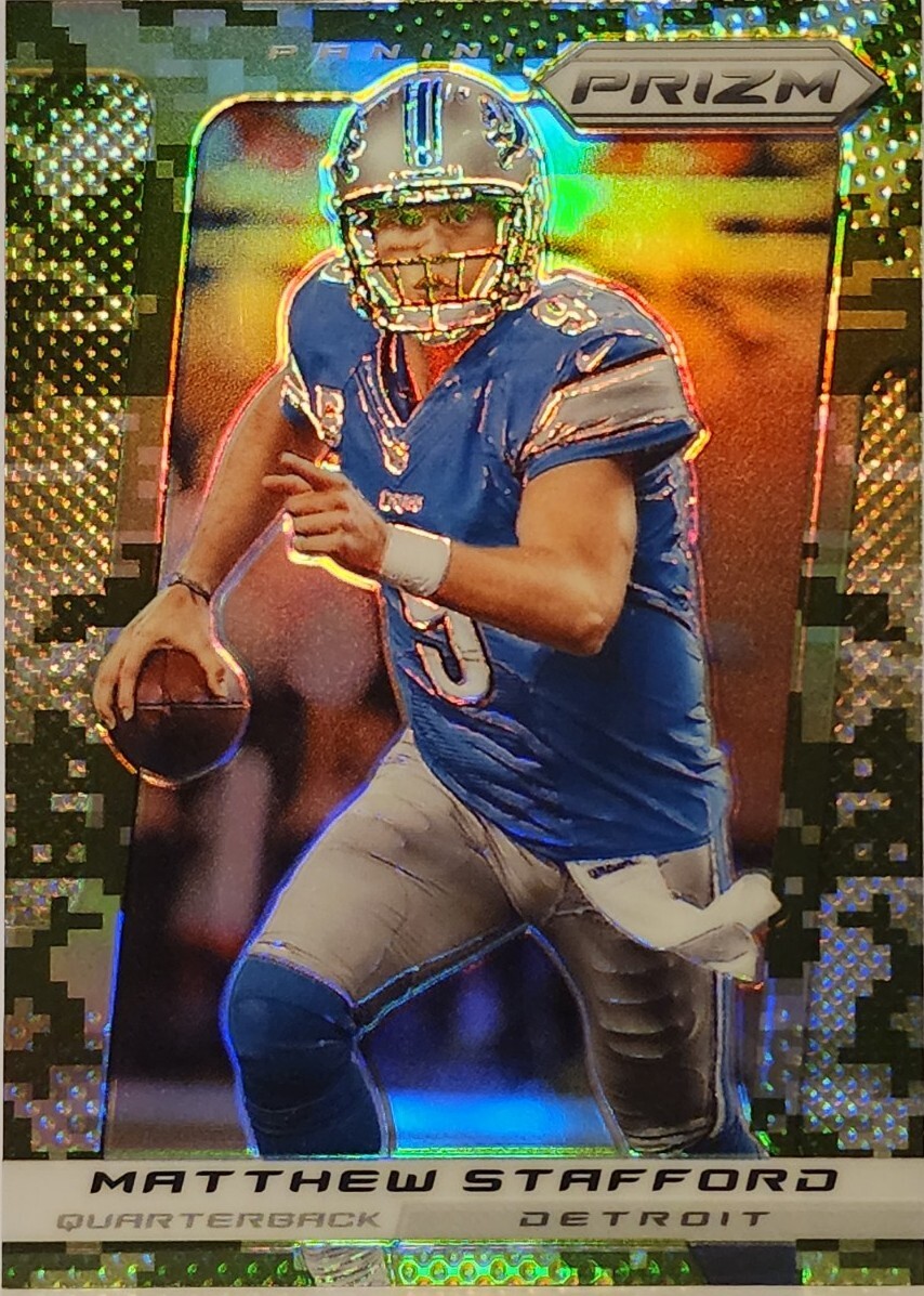 2013 Panini Prizm Matthew Stafford Detroit Lions Camo Prizm Refractor
