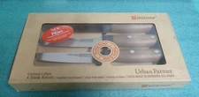 Wusthof Urban Farmer 4 Steak Knives Nonslip Bolster- Roasted Beechwood in box