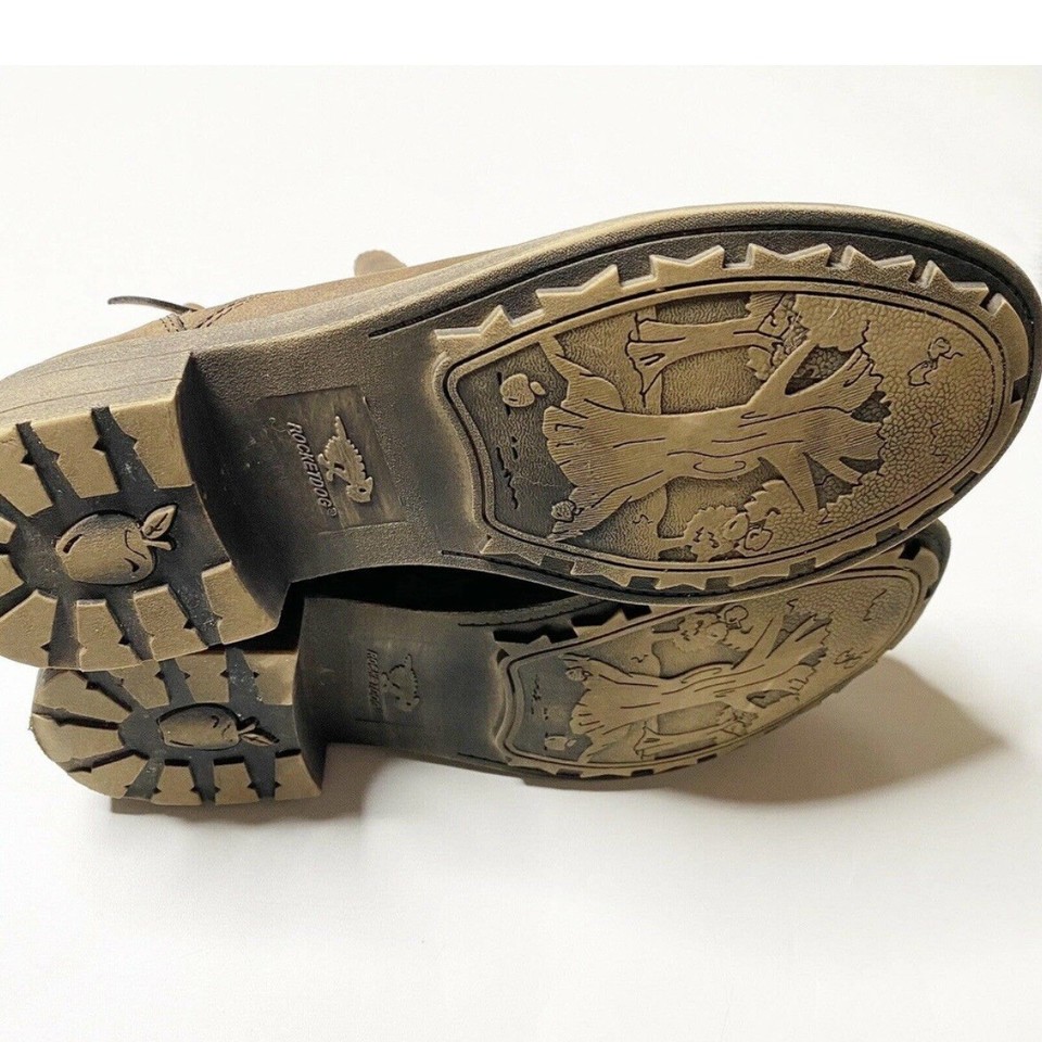 Rocket Dog Chunky Ankle Boot Block Heel Biker Buckle Brown Faux Leather