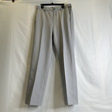 Amazon Essentials 34 X 34 Gray Dress Pants Front Crease Pockets Belt Loops