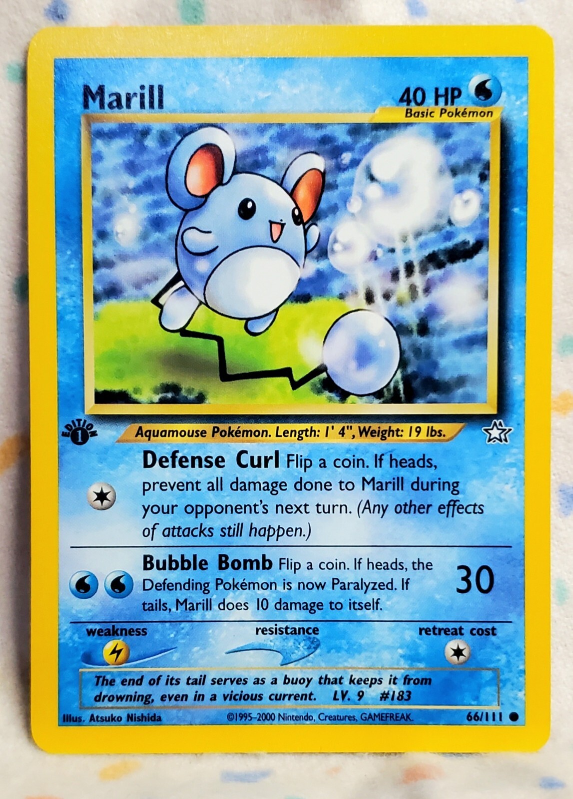 Pokemon 1st Edition Neo Genesis MARILL 66/111 Common 2000 Near Mint