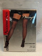 DreamGirl O/S Size Sheer Thigh High Stockings With Black Seam Costume New