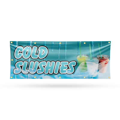 Cold Slushies Vinyl Banner Sign with Metal Grommets Heavy-Duty Single-Sided