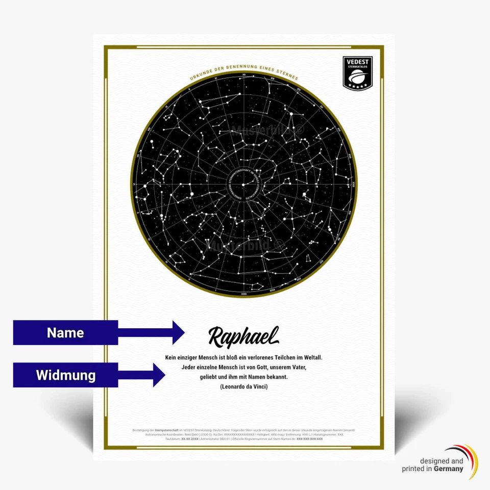 Sterntaufe als besonderes Geschenk kaufen, Stern taufen Sternkarte Sternregister - Bild 2 von 4
