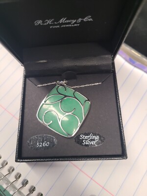 Macy's Dyed Jade Swirl Overlay Pendant Set in Sterling Silver