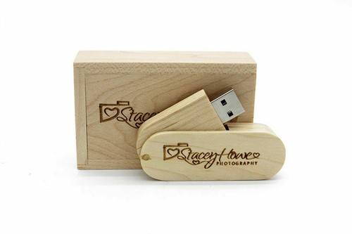 Swivel Wooden USB 3.0 Flash Drive Customized Wedding Studio Pendrive USB Box - Picture 4 of 15