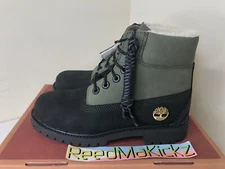 Timberland Boots 6 inch Green Black Shearling GS Kids Youth Junior TB0A2MY3 001
