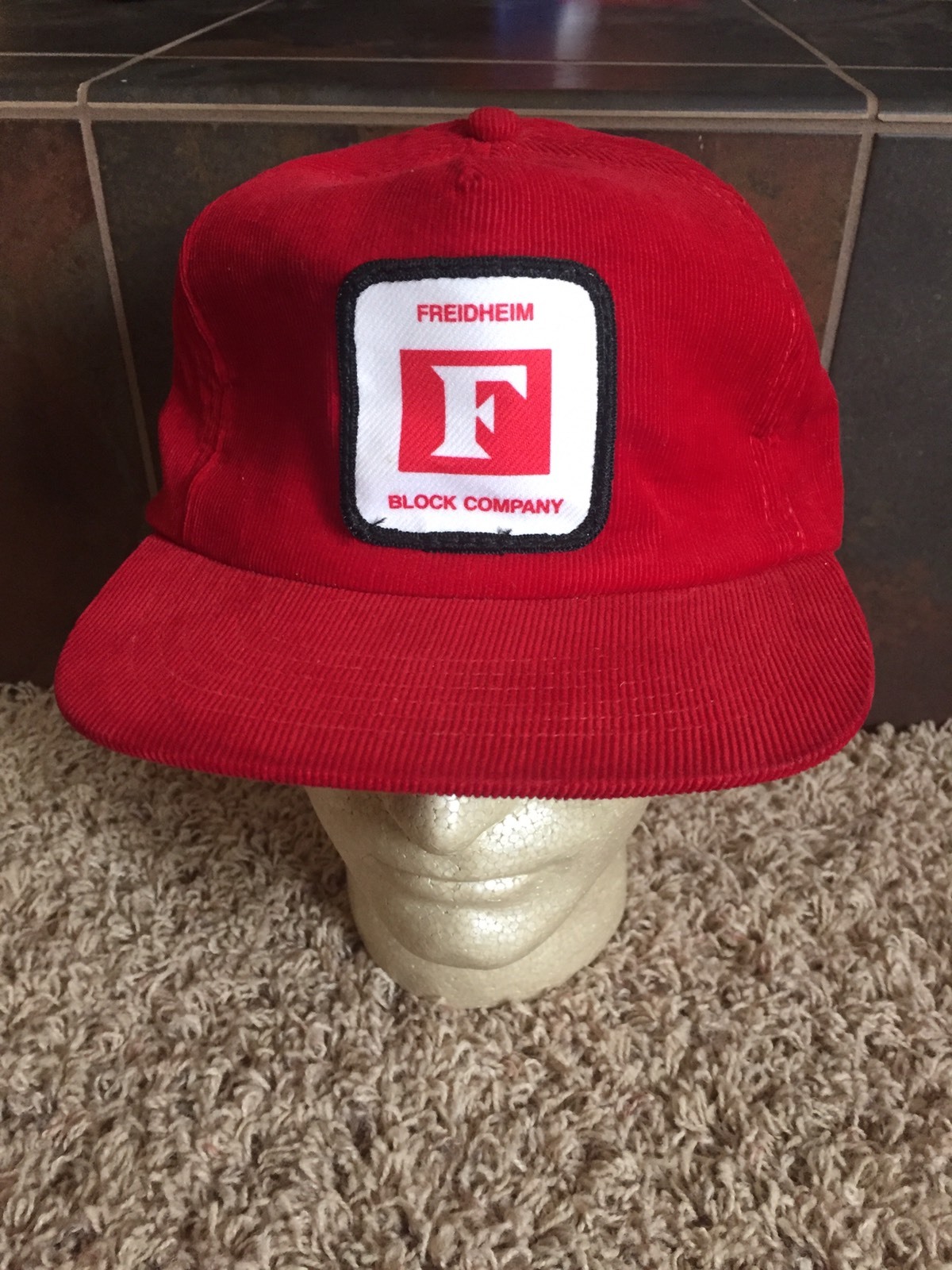 Vintage Corduroy Trucker Hat with Patch by Freidheim Block Co