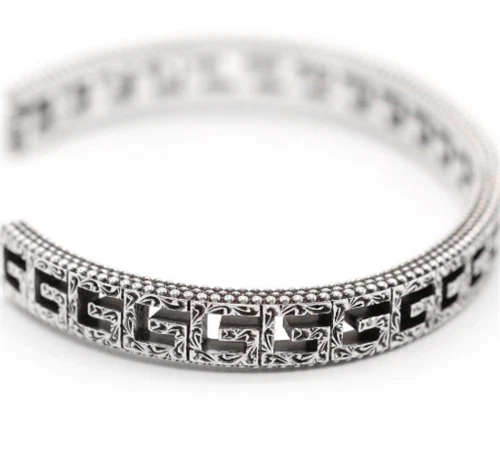 Gucci Arabesque Cuff Bracelet Bangle G Cube Silver 925 Size: 17 Vintage