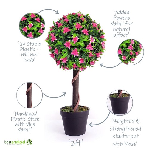 Beste künstliche 2 Fuß 60 cm Lilie Blume Kugel Topiary Baum Garten Outdoor Pflanze - Bild 24 von 41