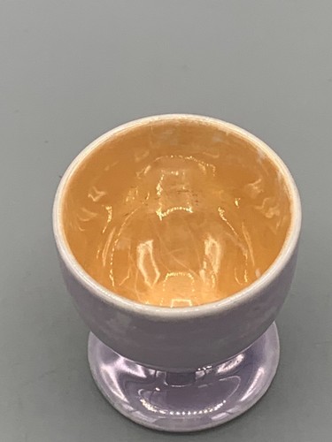 Vintage Porcelain Iridescent Lusterware Lavender egg cup orange interior -E-50 - Picture 2 of 3