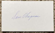 Sam  Chapman signed card - A's Senators debut 1934 -