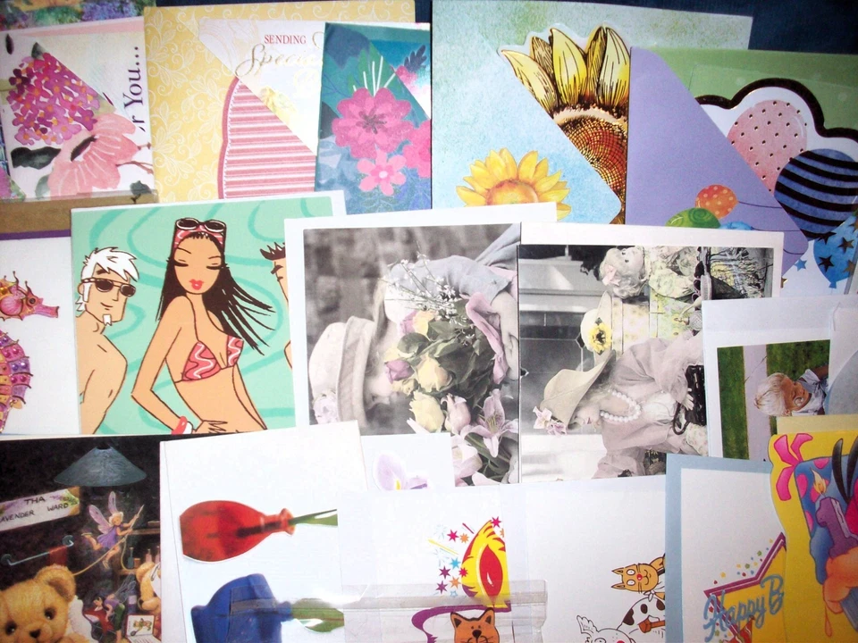 Lote de 40 Tarjetas de Felicitación ALEATORIAS + 40 Sobres, Variadas Marcas Vacaciones Ocasiones Foto 4 de 4