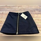 Zara Mixed Nylon Mini Skirt Navy Black Zip Front NWT Small — photo 7