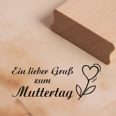 DEKOLANDO Stempel Ein lieber Gruß zum Muttertag - Herz Blume Motivstempel ca. 68x28mm Mama