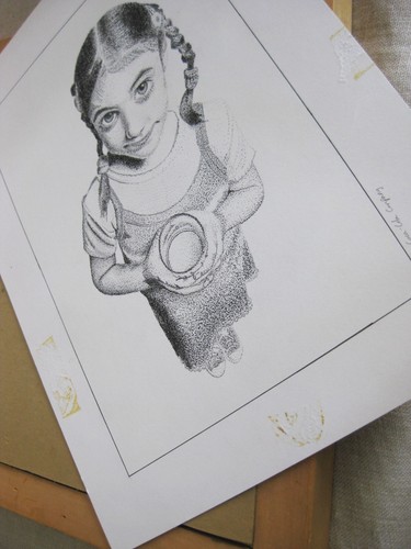 Vintage Portrait, Female Child Portrait Pen and Ink Drawing, Original Fine Art, - 第 6/6 張圖片