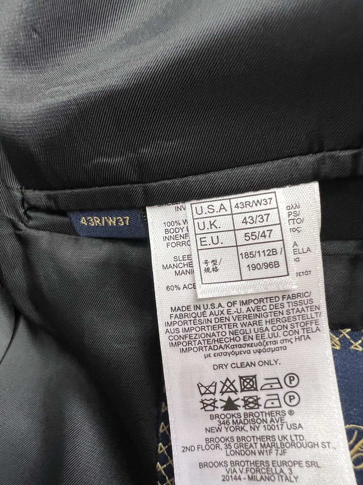 Brooks Brothers X Southwick Tuxedo 1818 Regent Black Size 43R 37W Solid