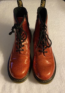 red glitter combat boots