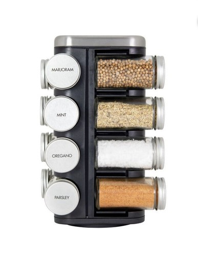 Kamenstein 16 Jar Plaza Spice Rack Includes Prefilled Spices Space Saving Design - Picture 2 of 9