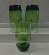 3 VINTAGE LIBBEY GREEN GLASSES/RETRO 1960'S/5.25"