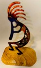 Kokopelli Metal Art Figurine Native American on Sand Stone Rock 5 In Tall — photo 1