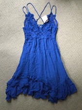 FREE PEOPLE short cobalt blue fit and flare Adele slip dress NWT $88 Women’s XS