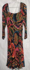 FARM Rio Colorful Flowers Midi Dress Long Sleeve Square Neck Smocked Back XS NWT