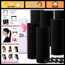 120PCS Black Seamless Hair Ties - No Damage Elastic Ponytail Holders for Thick H
