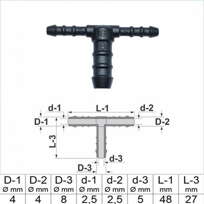 1 2 3 5 oder 10 Stck T-Schlauchverbinder 4 mm 8 mm 4 mm RGV T Stück reduziert