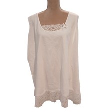 Ellos White Lace Trim Womens 4X Plus Layering Tank Top Plus Bow Sleepwear