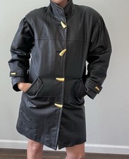 Vintage 90s/80s Leather Oversized Coat, Size Small