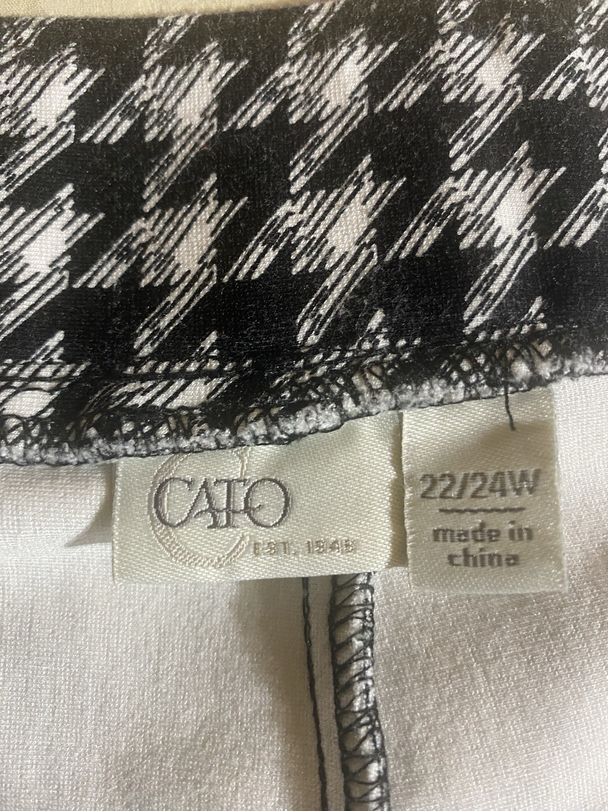 CATO Black White Houndstooth Pattern Leggings Pan… - image 3