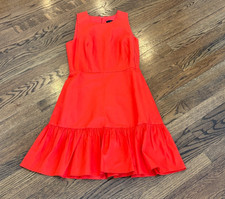J. Crew cotton linen Sleeveless shift Dress with ruffle, 00, reddish orange