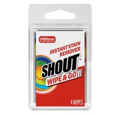 Shout Wipe & Go Travel Stain Remover Wipes for Instant Fabric Stain Removal -4ct