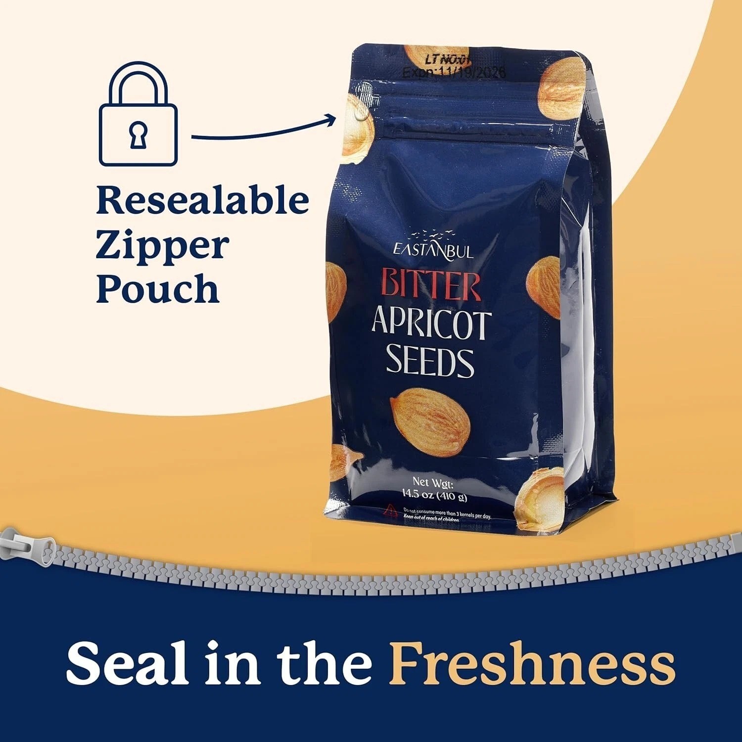 Organic Bitter Raw Apricot Kernel Premium Seeds 16oz Gluten Free Vegan USDA 1 lb