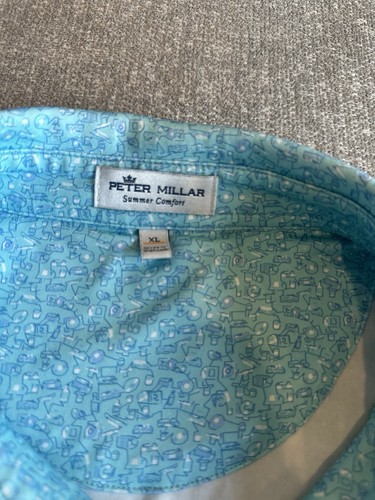 Polo Peter Millar estiva comoda design all over logo uomo XL blu - Foto 3 di 8