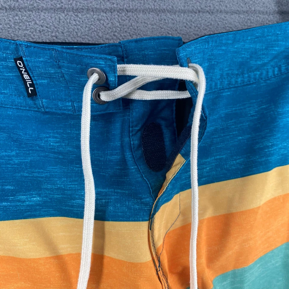 Oneill Boys Lennox Scallop Boardshorts 26 Blue Hyperdry Stretch Swim Beach - Image 3 of 4