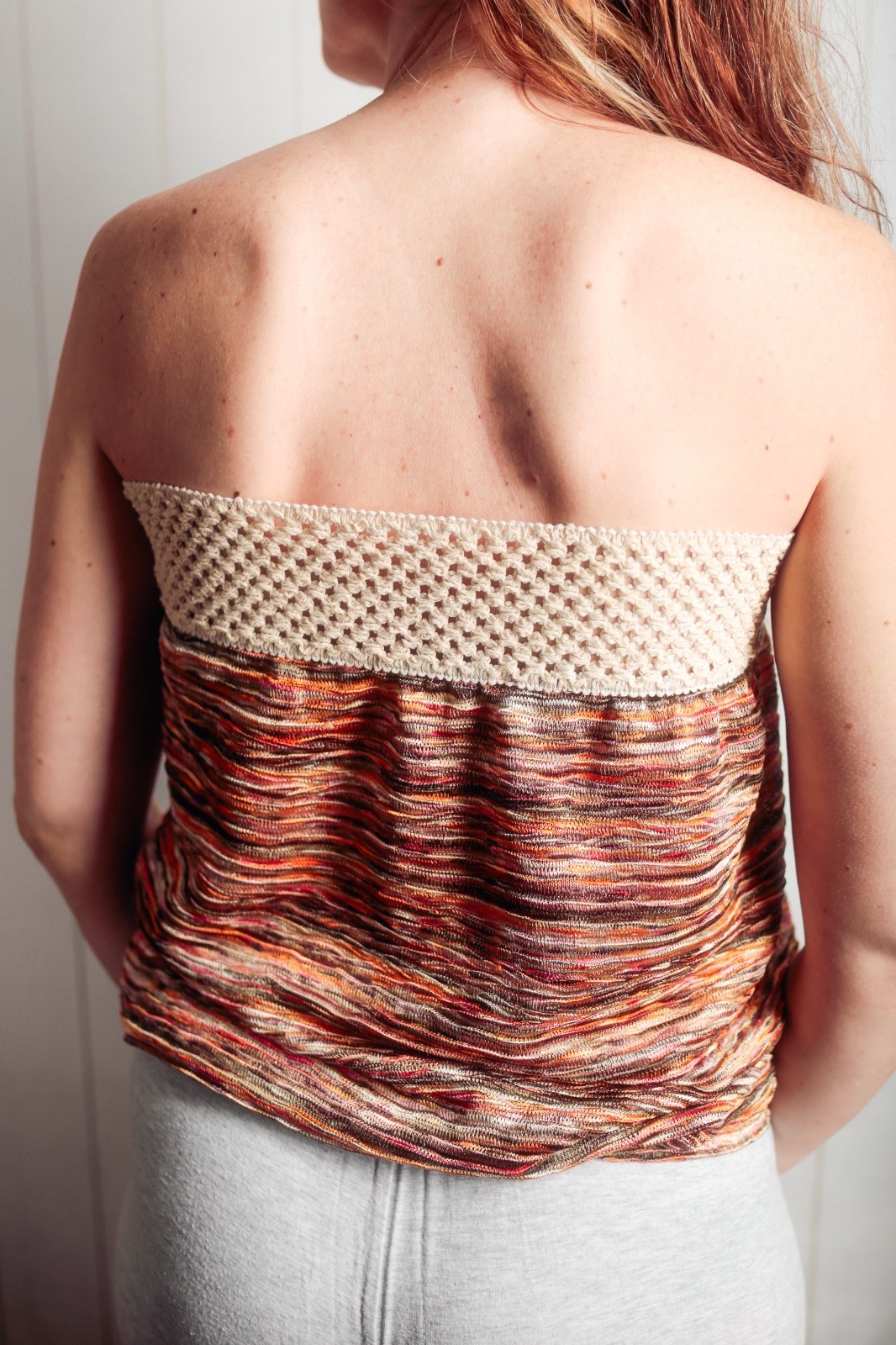 Elan Vintage Y2K Boho Woven Yarn Tube Top Small Colorful Strapless USA-made