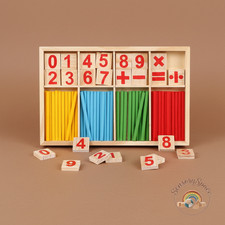 48 Piece Wooden Montessori Math Toy Early Learning Number Counting Set for Kids