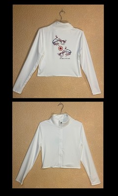 Jacke Blazer Reißverschluss weiß Blume Japan hübsche Weste Frühling Sommer Sakura 