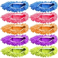 Mop Slippers 5 Pairs (10 PCS), Microfiber Reusable Floor Cleaning Shoes