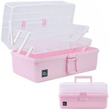13 inch Art Craft Organizer Storage Box with 3 Layer, Multipurpose Plastic To...