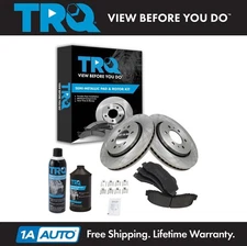 TRQ Rotor & Brake Pad Semi Metallic Kit Front w/Chemicals