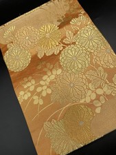 Kimono Konjaku Club Luxury Pure Silk Nagoya Obi Semi-Antique Gold Used