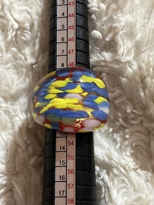 Murano Multicolored Blown Glass Ring Aventurine 5.5