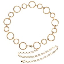 O-Ring Chain Belts Waist Belt Links for Women Metal Link Chain Gift Gold 105cm